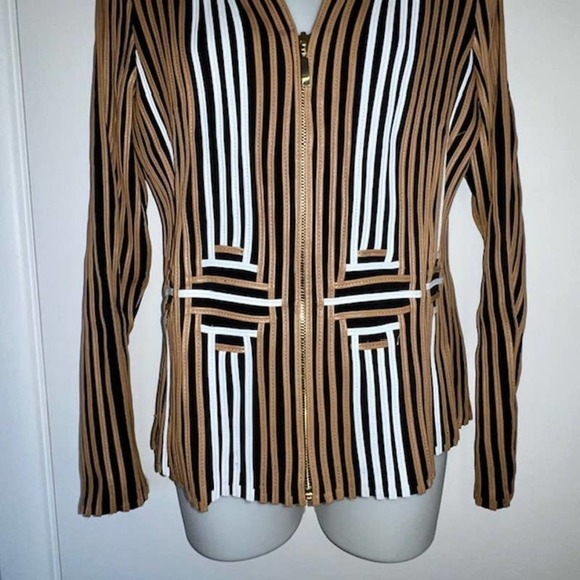 CHICO'S TRAVELERS SIZE 0 MS SIZE 4-6 FAUX LEATHER RIBBON JACKET BLAZER - Picture 4 of 14